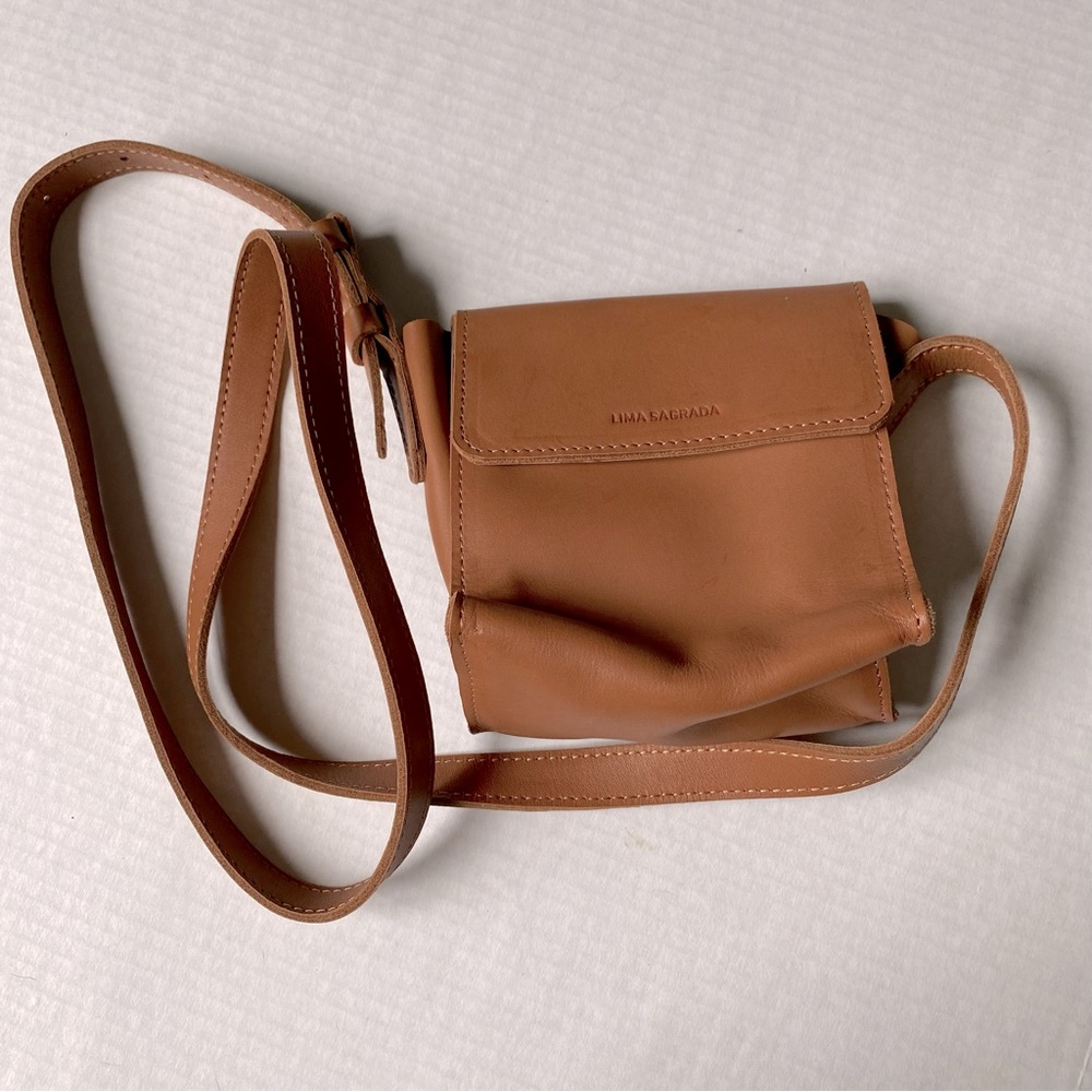 Lima Sagrada Peru Artisan Brown Leather Shoulder Crossbody Bag Camel Brown Purse